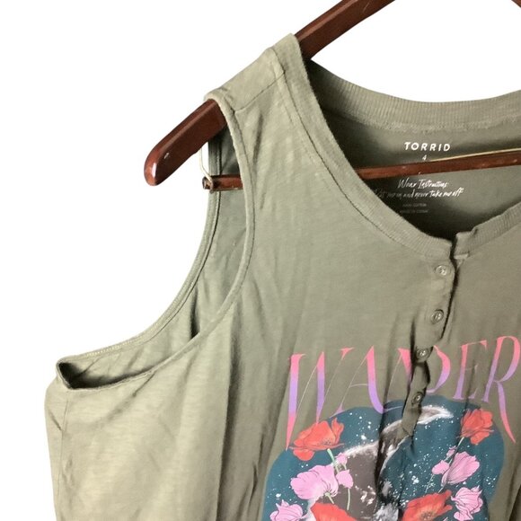 Torrid Womens Graphic Tank Top Size 4 Green Wander By The Moonlight Classic Fit - Picture 9 of 11